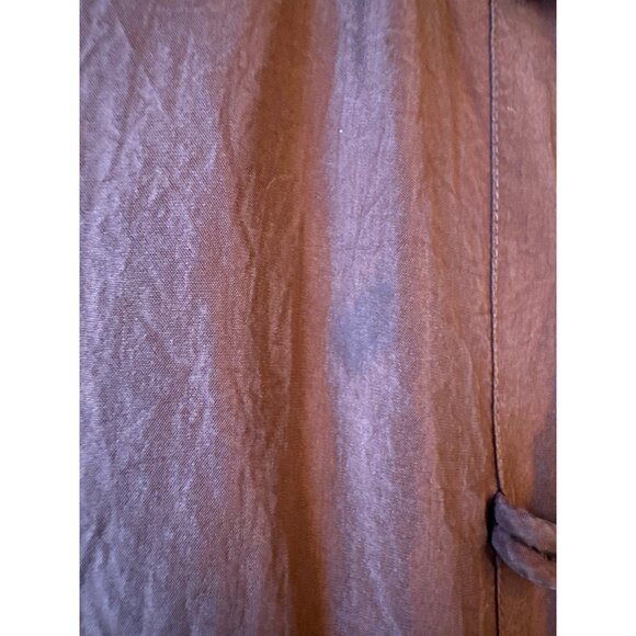 Vintage 80s Venezia Vitale 100% Silk  Rust Short Sleeve Button-Up Shirt Sz 14/16 - Picture 2 of 5